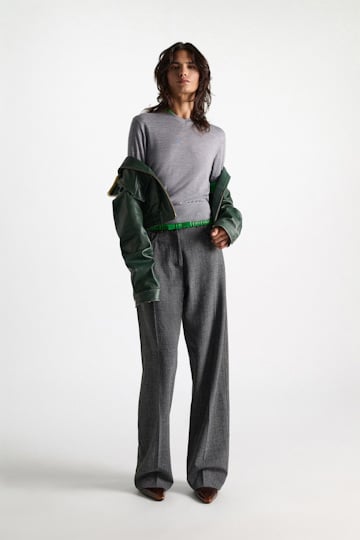 Dorothee Schumacher Extra fine Merino short sleeve layered top grey mel. patch