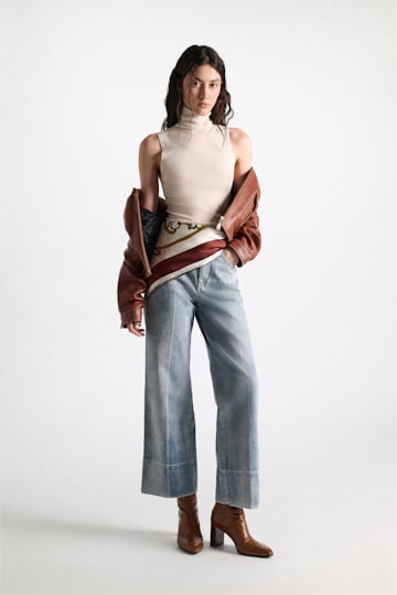 Dorothee Schumacher Sleeveless turtleneck in extra fine Merino camellia white