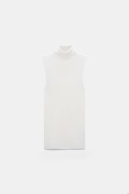 Dorothee Schumacher Sleeveless turtleneck in extra fine Merino camellia white