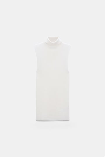 Dorothee Schumacher Sleeveless turtleneck in extra fine Merino camellia white