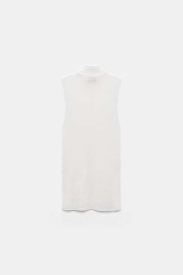 Dorothee Schumacher Sleeveless turtleneck in extra fine Merino camellia white