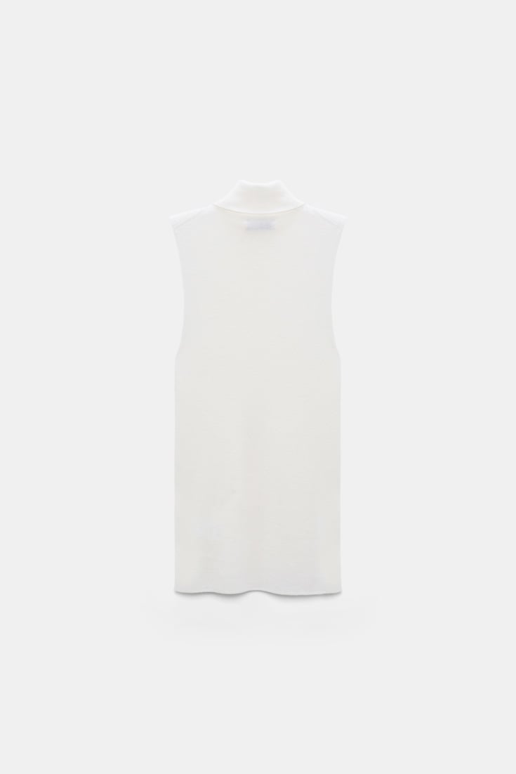 Dorothee Schumacher Sleeveless turtleneck in extra fine Merino camellia white