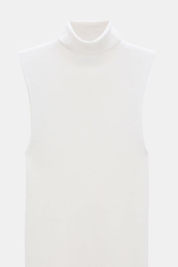 Dorothee Schumacher Sleeveless turtleneck in extra fine Merino camellia white