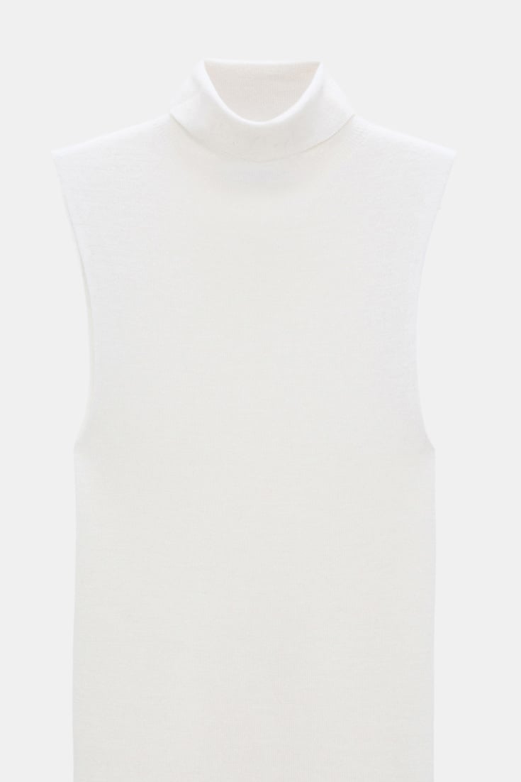Dorothee Schumacher Sleeveless turtleneck in extra fine Merino camellia white