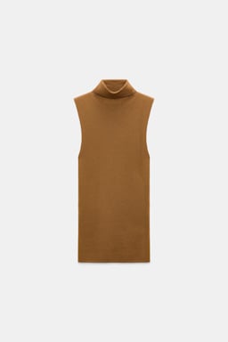 Dorothee Schumacher Sleeveless turtleneck in extra fine Merino saffron
