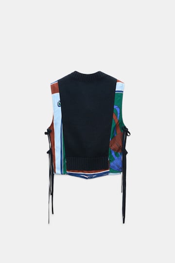 Dorothee Schumacher Gilet mit V-Ausschnitt aus Merino und Kaschmir colorful ribbon scarf