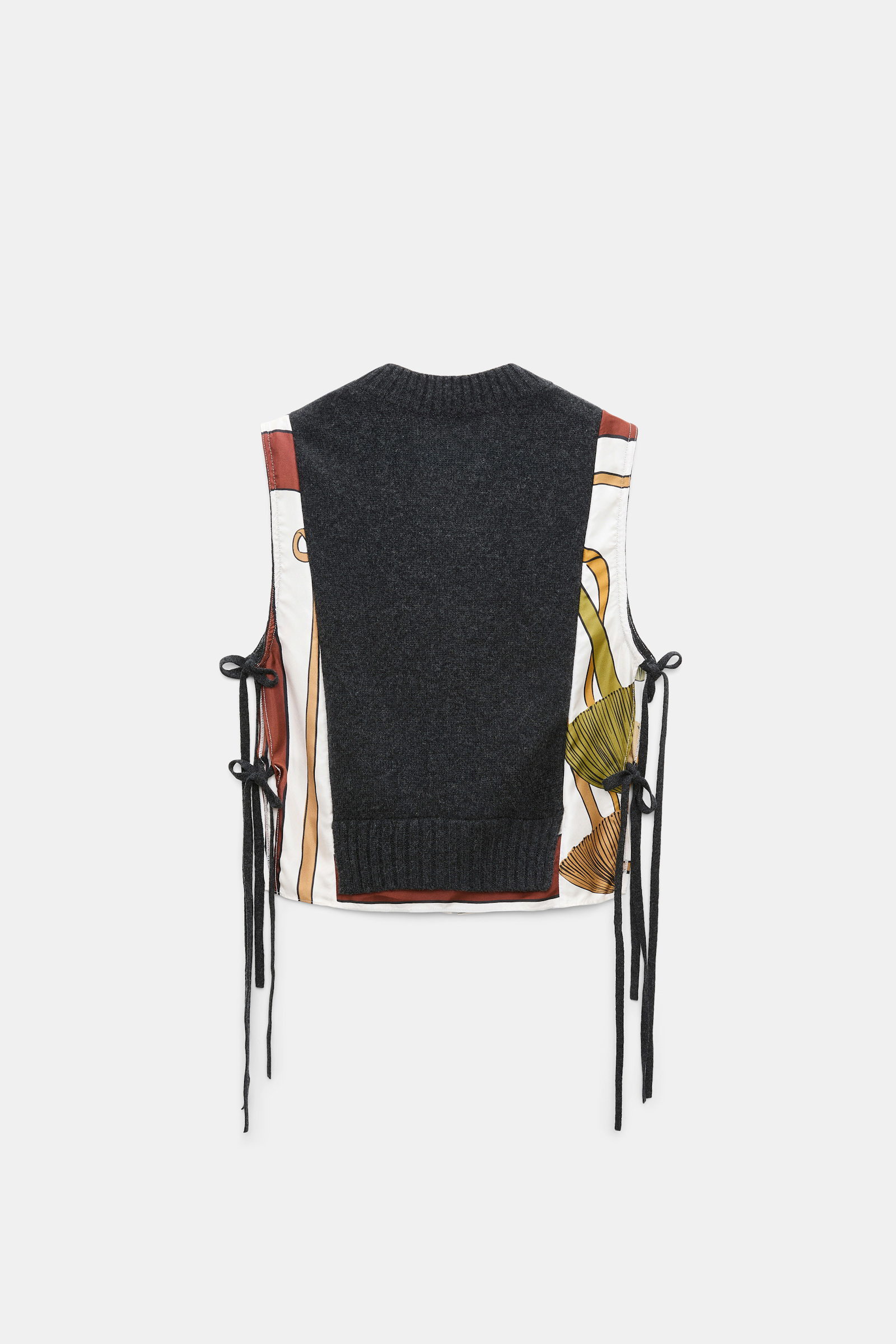Dorothee Schumacher Gilet mit V-Ausschnitt aus Merino und Kaschmir Brown Ribbon scarf