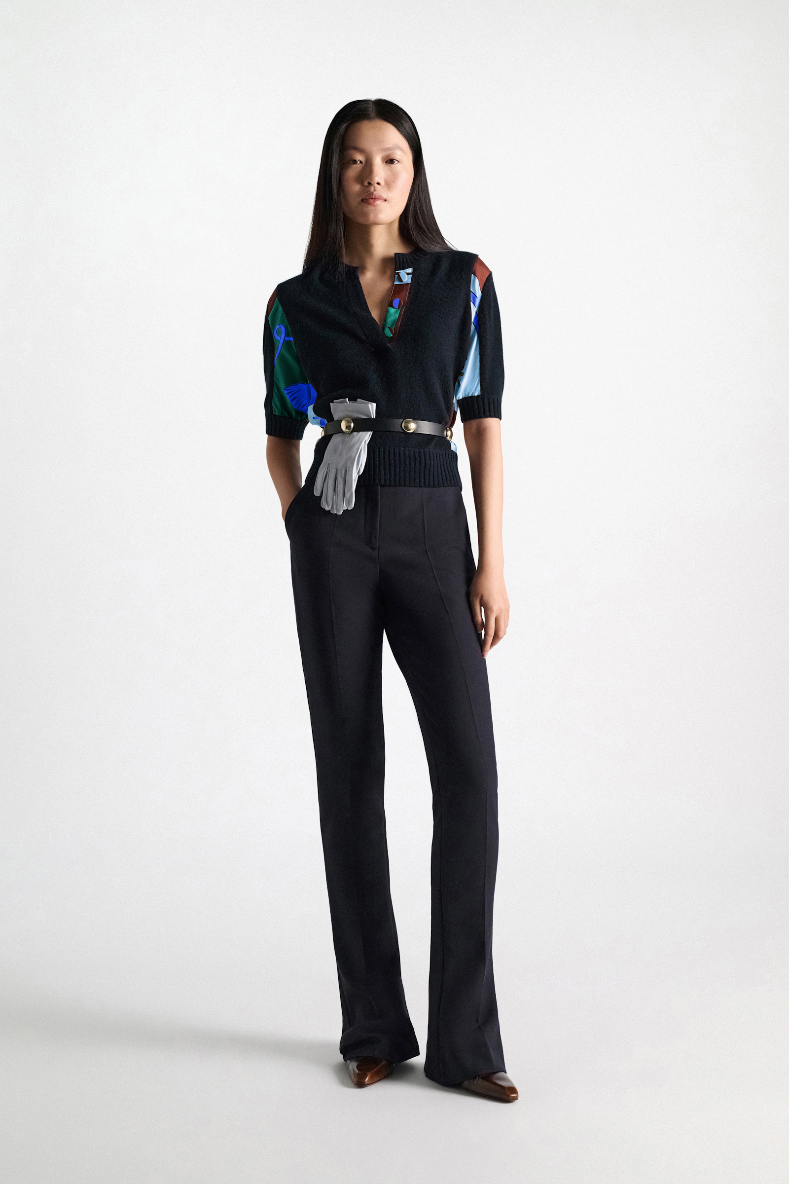Dorothee Schumacher Pullover mit halbem Arm aus Merino und Kaschmir colorful ribbon scarf
