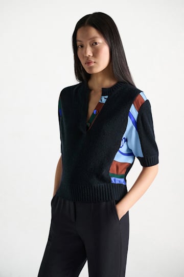Dorothee Schumacher Pullover mit halbem Arm aus Merino und Kaschmir colorful ribbon scarf