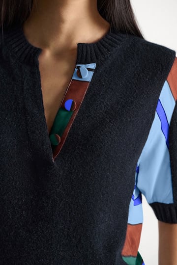 Dorothee Schumacher Pullover mit halbem Arm aus Merino und Kaschmir colorful ribbon scarf