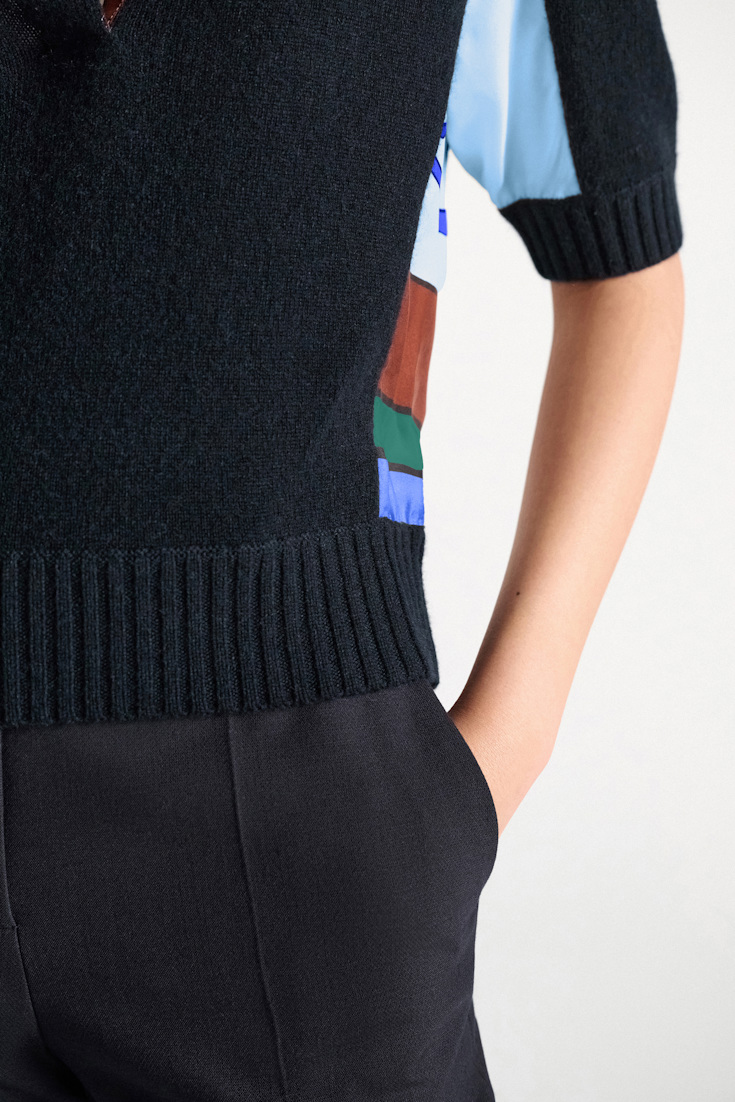 Dorothee Schumacher Pullover mit halbem Arm aus Merino und Kaschmir colorful ribbon scarf