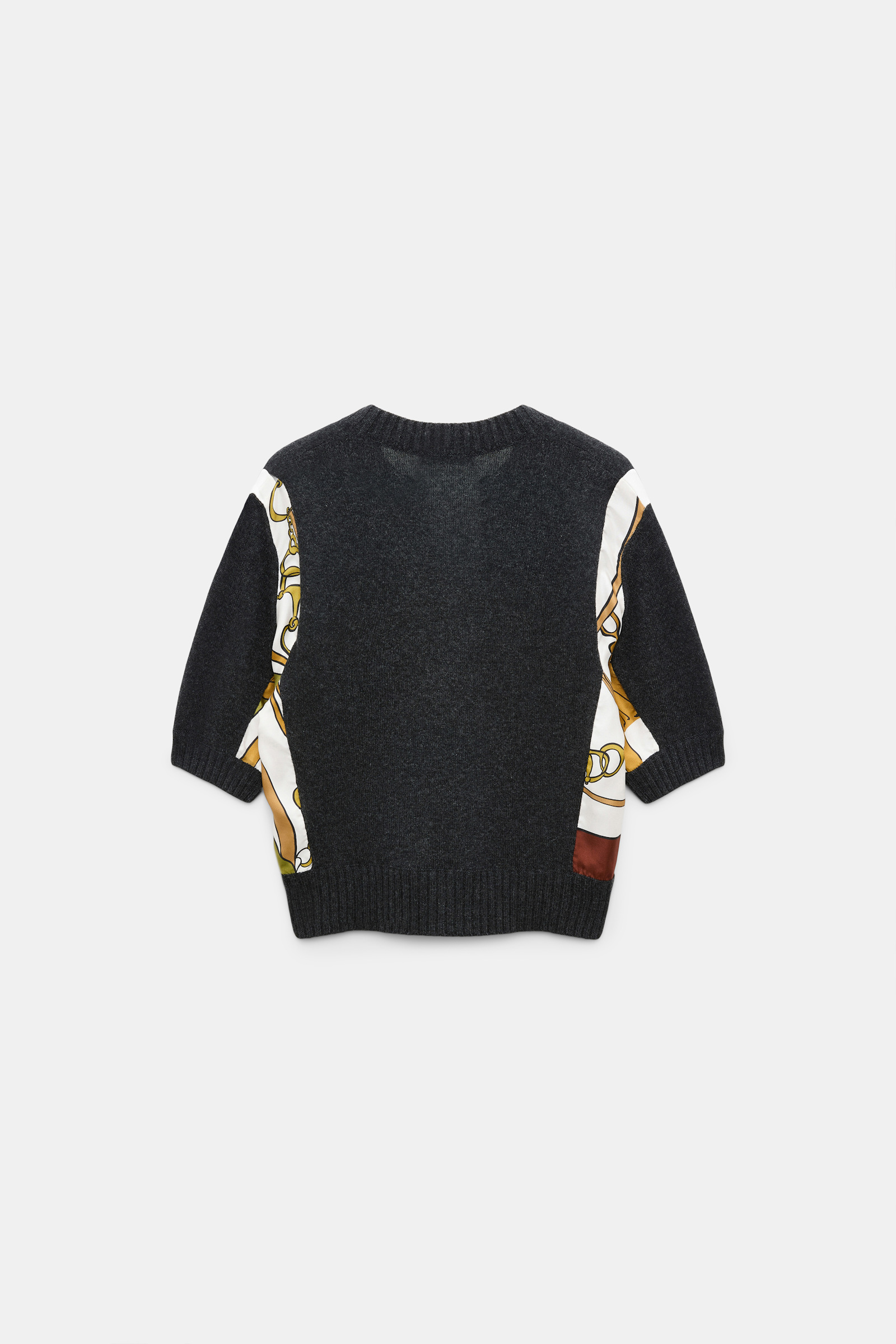 Dorothee Schumacher Pullover mit halbem Arm aus Merino und Kaschmir Brown Ribbon scarf