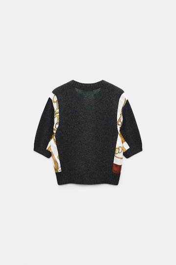 Dorothee Schumacher Pullover mit halbem Arm aus Merino und Kaschmir Brown Ribbon scarf