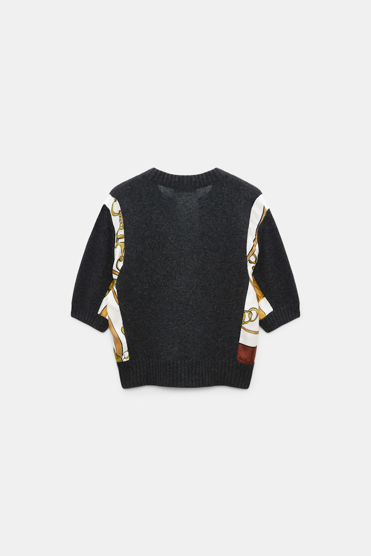 Dorothee Schumacher Pullover mit halbem Arm aus Merino und Kaschmir Brown Ribbon scarf