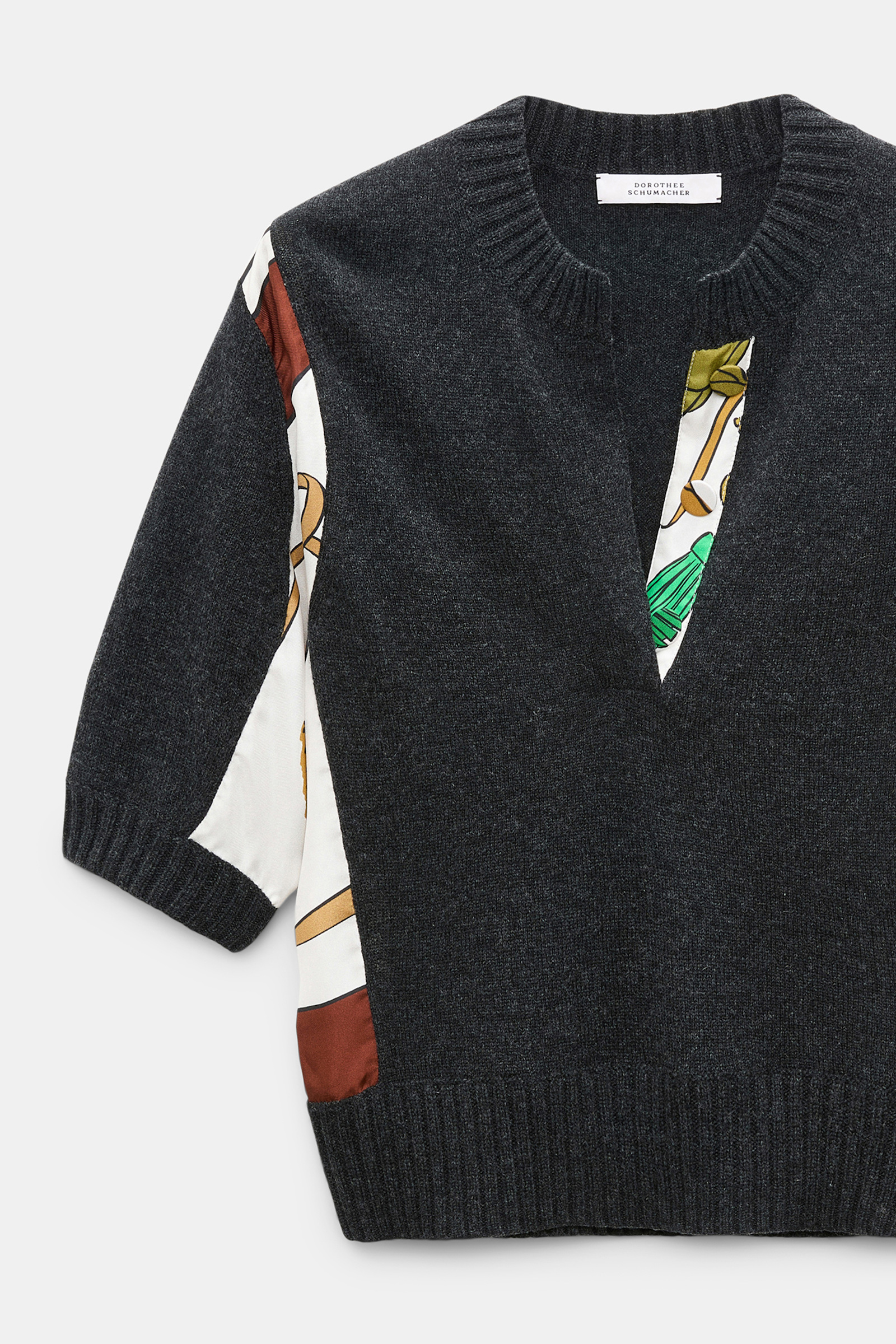 Dorothee Schumacher Pullover mit halbem Arm aus Merino und Kaschmir Brown Ribbon scarf