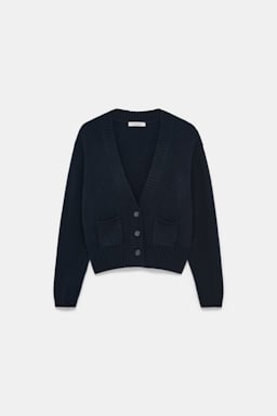 Dorothee Schumacher Cardigan mit V-Ausschnitt aus Merino und Kaschmir midnight navy