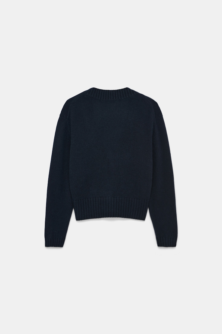 Dorothee Schumacher Cardigan mit V-Ausschnitt aus Merino und Kaschmir midnight navy