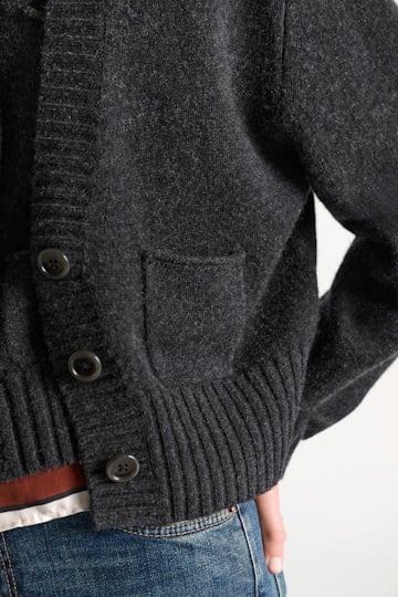 Dorothee Schumacher Cardigan mit V-Ausschnitt aus Merino und Kaschmir anthra melange