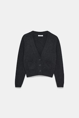 Dorothee Schumacher Cardigan mit V-Ausschnitt aus Merino und Kaschmir anthra melange
