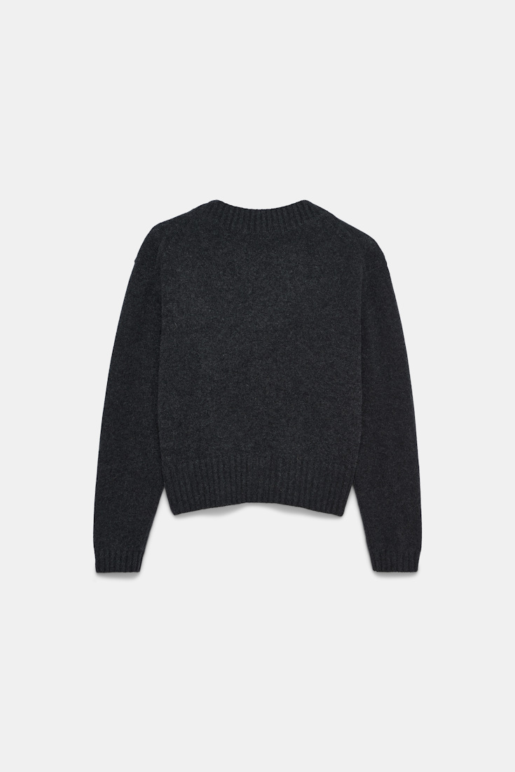 Dorothee Schumacher Cardigan mit V-Ausschnitt aus Merino und Kaschmir anthra melange