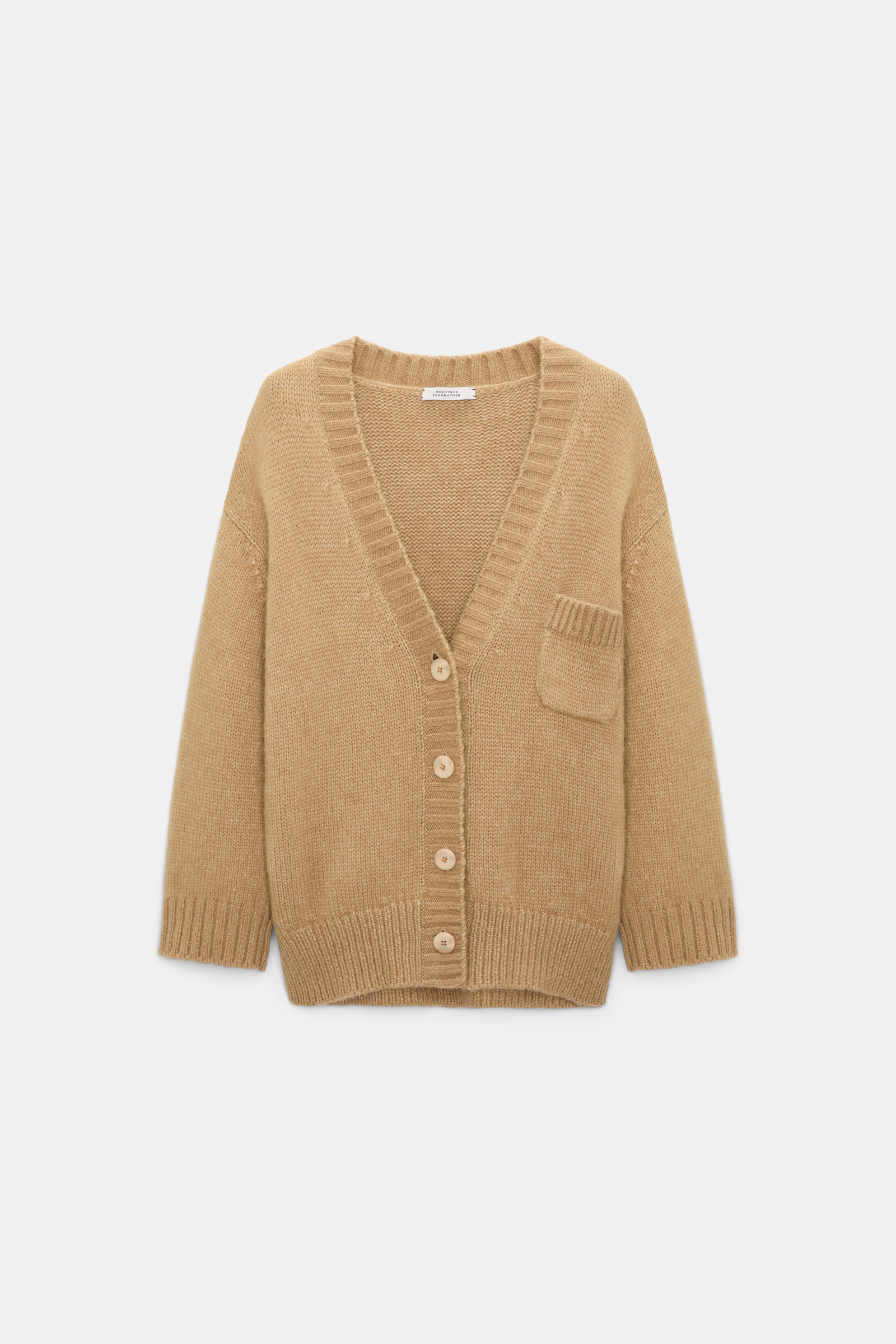 Dorothee Schumacher V-neck cardigan in Merino wool blend with baby alpaca champignon