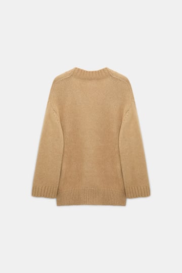 Dorothee Schumacher V-neck cardigan in Merino wool blend with baby alpaca champignon