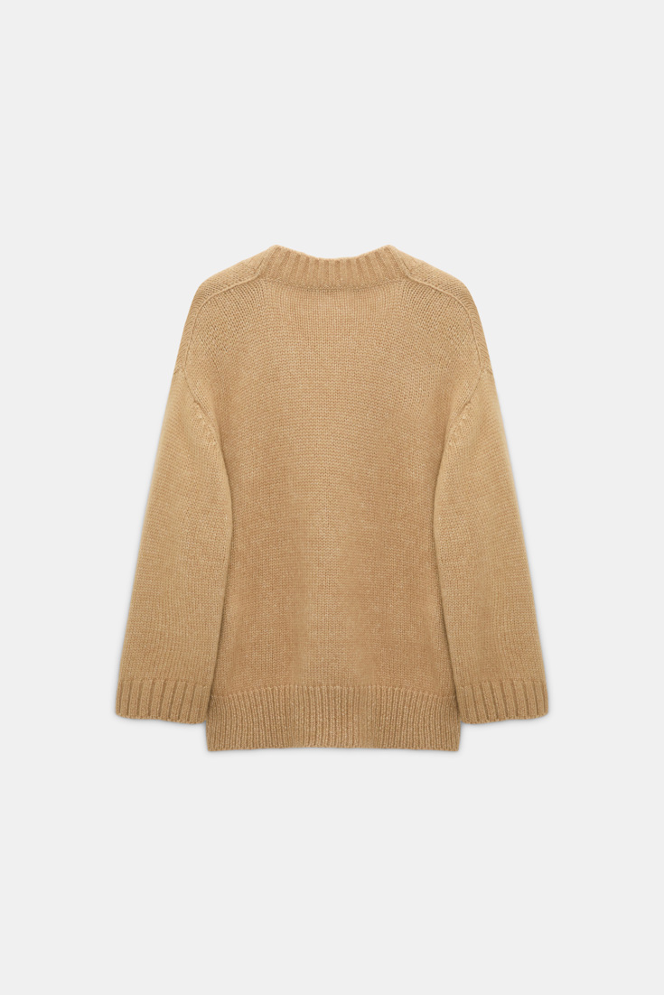 Dorothee Schumacher V-neck cardigan in Merino wool blend with baby alpaca champignon