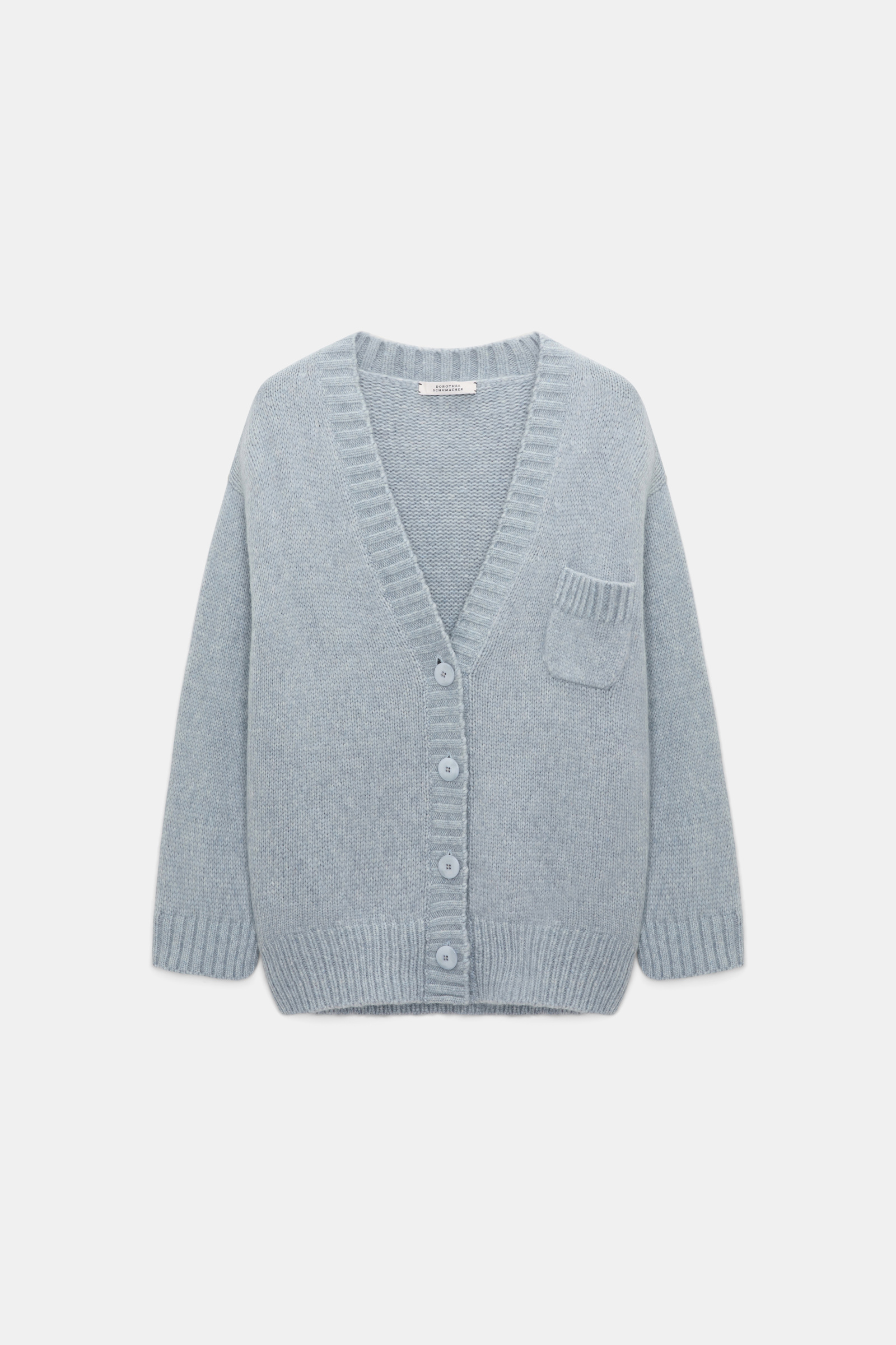 Dorothee Schumacher Cardigan mit V-Ausschnitt aus Merinowollmischung mit Baby Alpaka winter blue