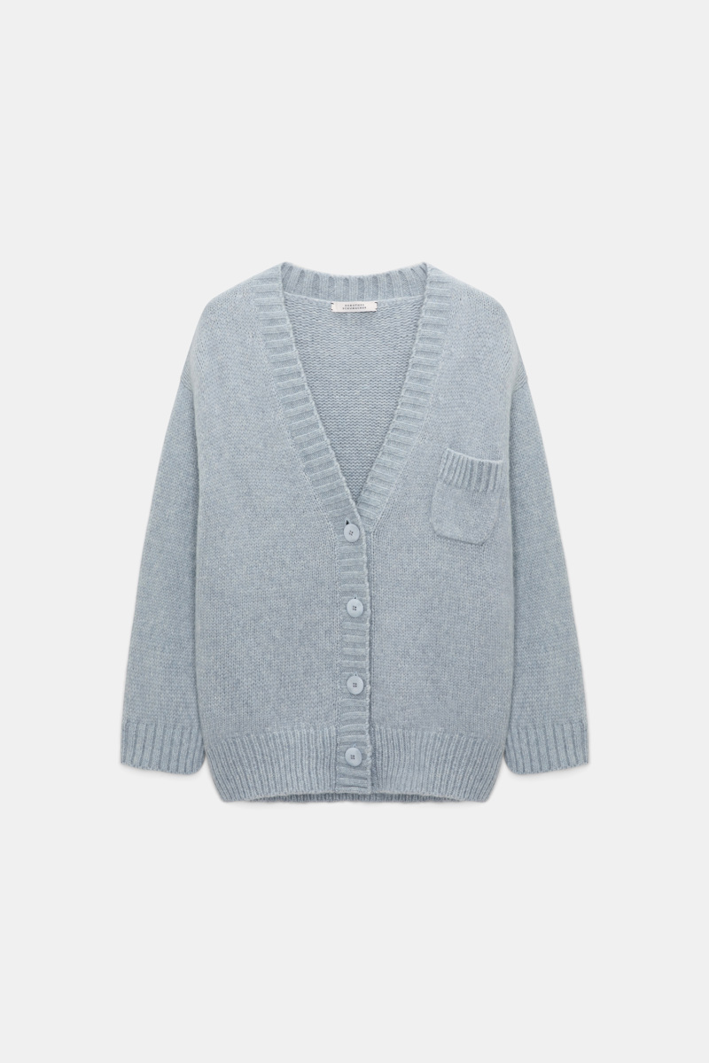 V-neck cardigan in Merino wool blend with baby alpaca