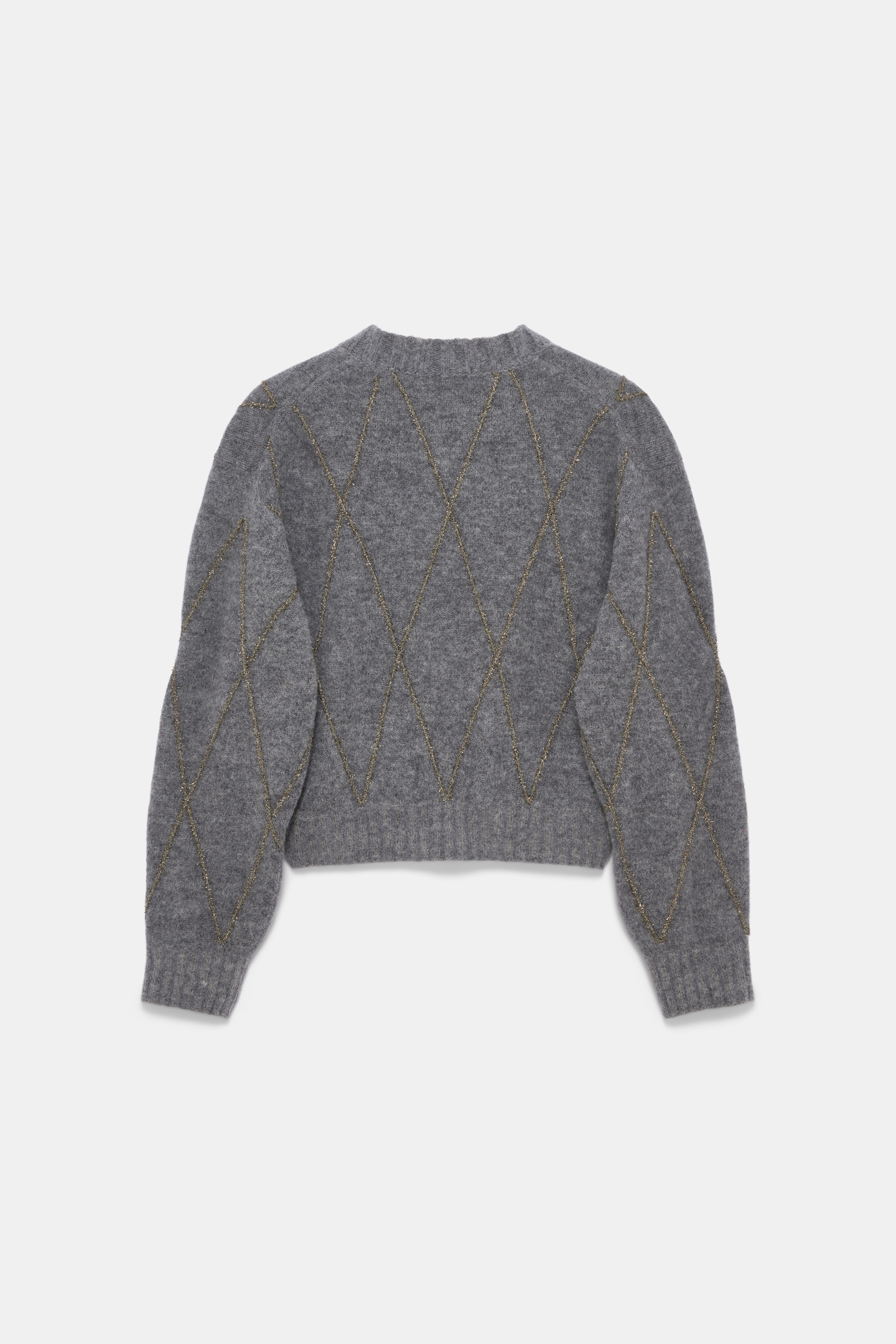 Dorothee Schumacher V-neck pullover with argyle embroidery grey melange