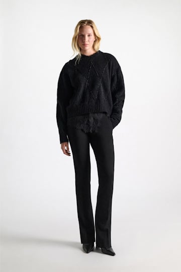 Dorothee Schumacher V-neck pullover with argyle embroidery black