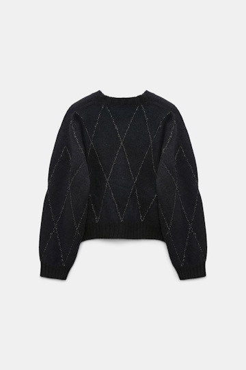 Dorothee Schumacher V-neck pullover with argyle embroidery black