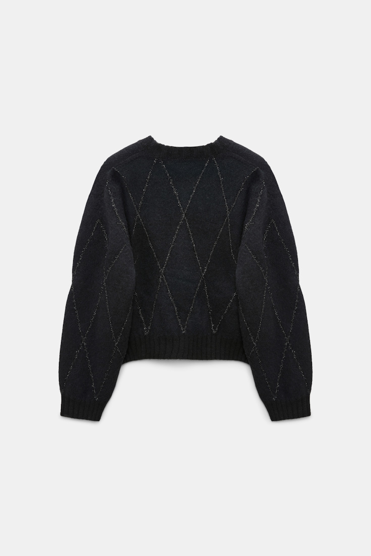 Dorothee Schumacher V-neck pullover with argyle embroidery black