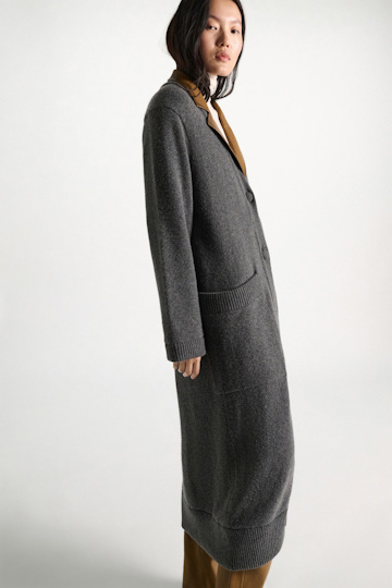 Dorothee Schumacher Merino-cashmere coat with leather details anthra melange
