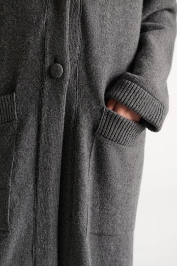 Dorothee Schumacher Merino-cashmere coat with leather details anthra melange