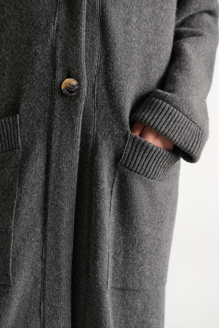 Dorothee Schumacher Merino-cashmere coat with leather details anthra melange