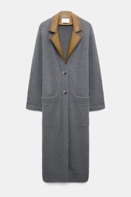 Dorothee Schumacher Mantel aus Merino und Kaschmir Lederrevers anthra melange