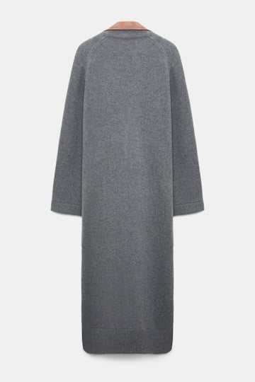 Dorothee Schumacher Merino-cashmere coat with leather details anthra melange
