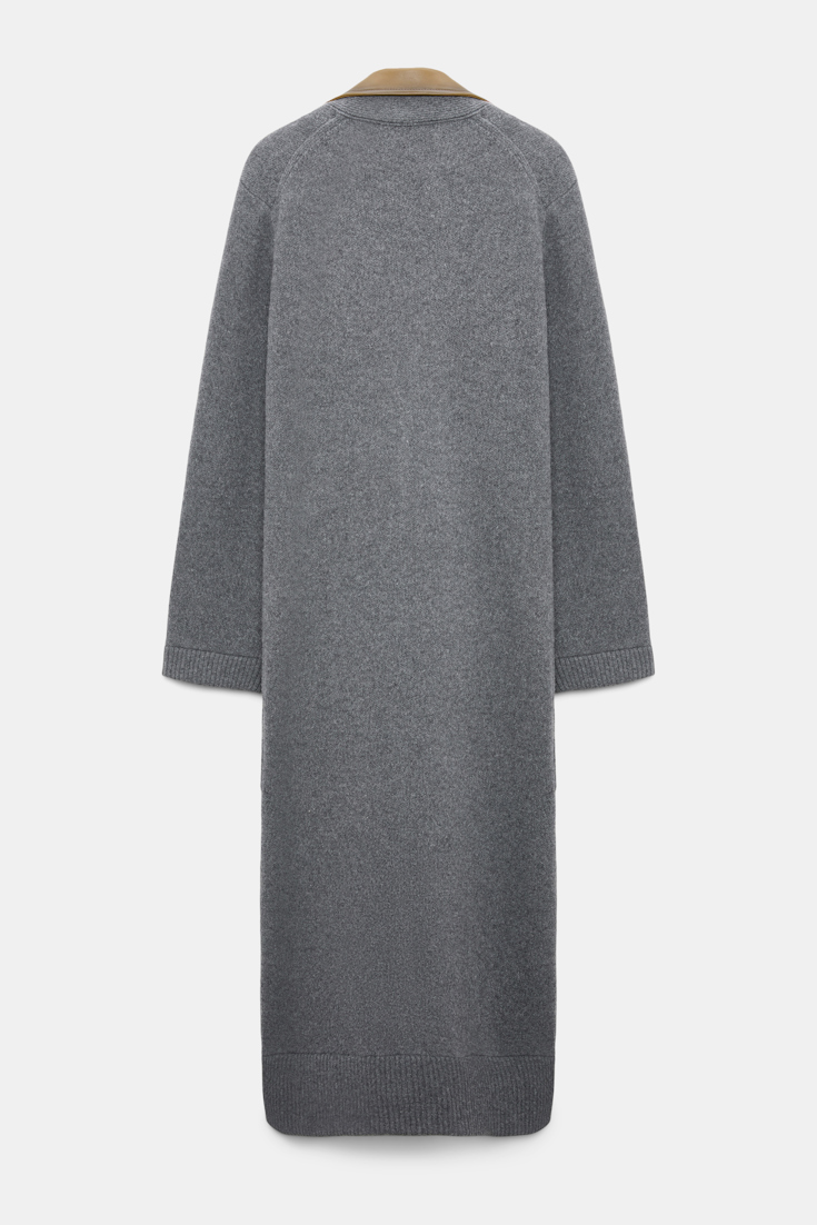 Dorothee Schumacher Merino-cashmere coat with leather details anthra melange
