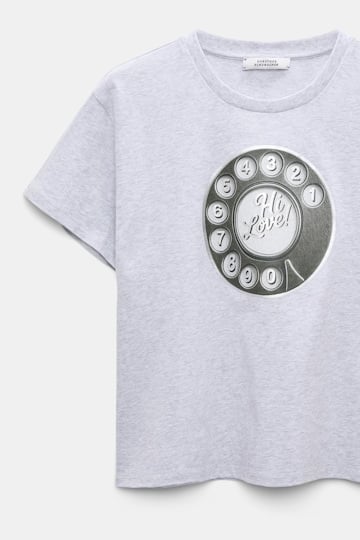 Dorothee Schumacher HI LOVE print T-shirt oyster grey