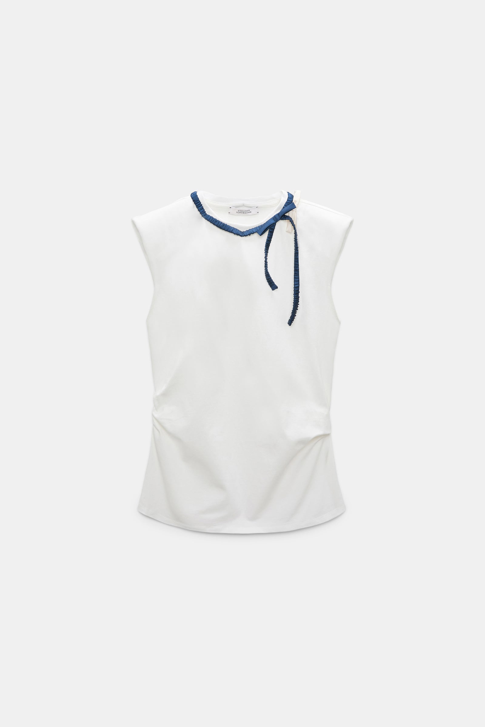 Dorothee Schumacher T-Shirt mit Grobstrickkragen aus Baumwolle ecru + satin