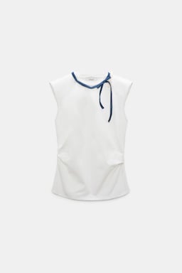 Dorothee Schumacher T-Shirt mit Grobstrickkragen aus Baumwolle ecru + satin