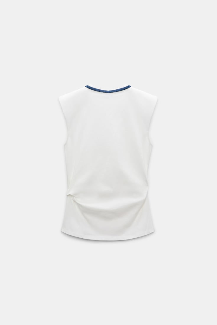 Dorothee Schumacher T-Shirt mit Grobstrickkragen aus Baumwolle ecru + satin