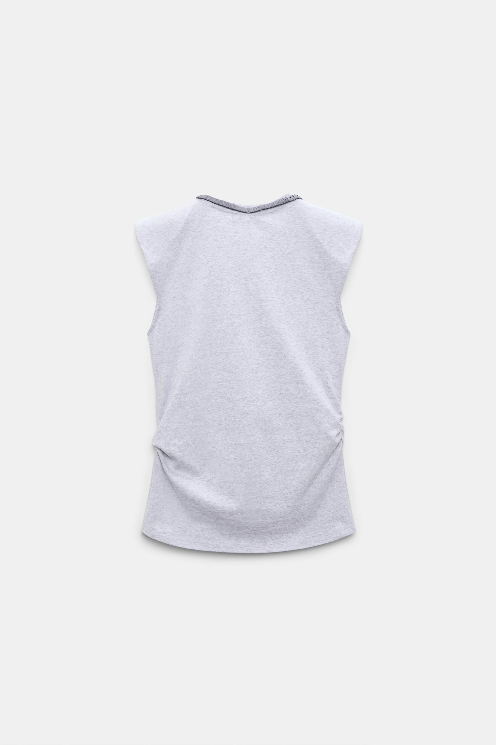 Dorothee Schumacher Sleeveless T-shirt with removable knit collar greymelange + satin