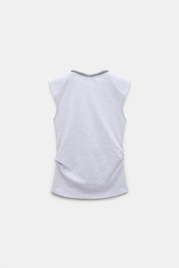 Dorothee Schumacher T-Shirt mit Grobstrickkragen aus Baumwolle greymelange + satin