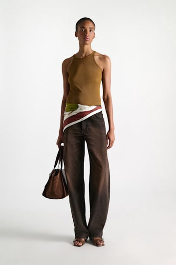 Dorothee Schumacher Rib knit cotton tank top porcini