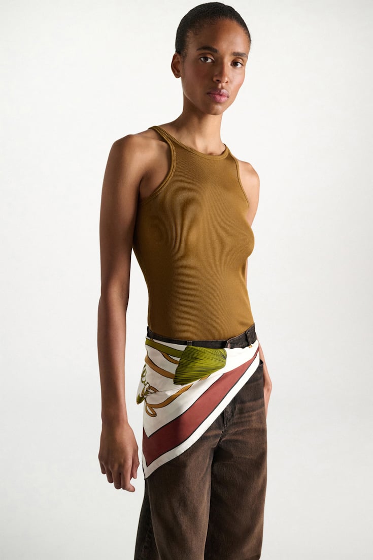 Dorothee Schumacher Rib knit cotton tank top porcini