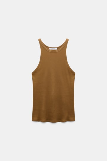 Dorothee Schumacher Rib knit cotton tank top porcini