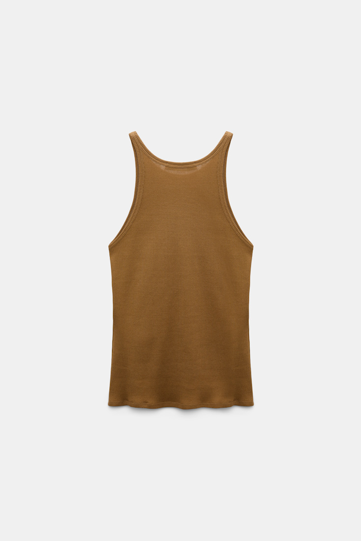 Dorothee Schumacher Rib knit cotton tank top porcini