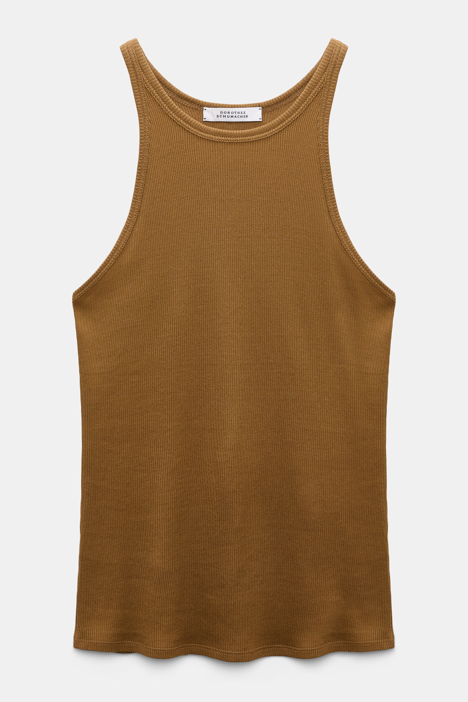 Dorothee Schumacher Rib knit cotton tank top porcini